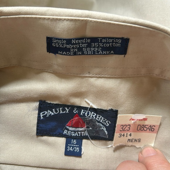 3/$30 Vintage Pauly & Forbes Regatta Button Front Shirt Classic Retro Business - Picture 4 of 6